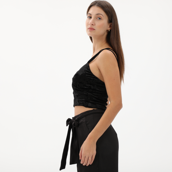 Γυναικείο cropped top ATTRATTIVO 92688389 μαύρο Γυναικεία