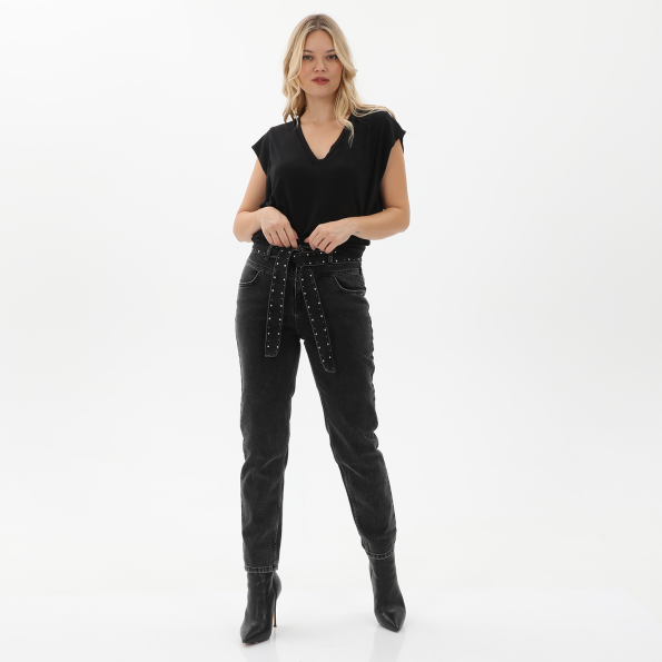 Γυναικείο moms fit jean παντελόνι ATTRATTIVO 9912316 μαύρο Γυναικεία