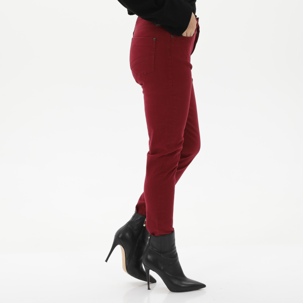 Γυναικείο skinny παντελόνι ATTRATTIVO 9914907C μπορντό Γυναικεία