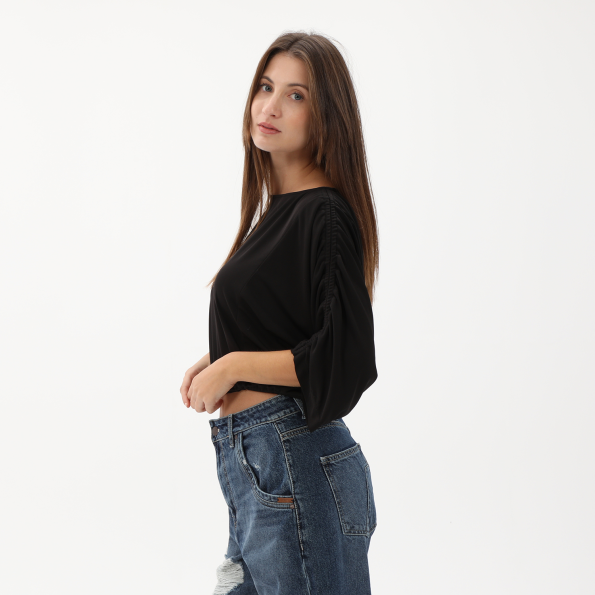 Γυναικεία cropped μπλούζα ALE 82565324 μαύρη Γυναικεία