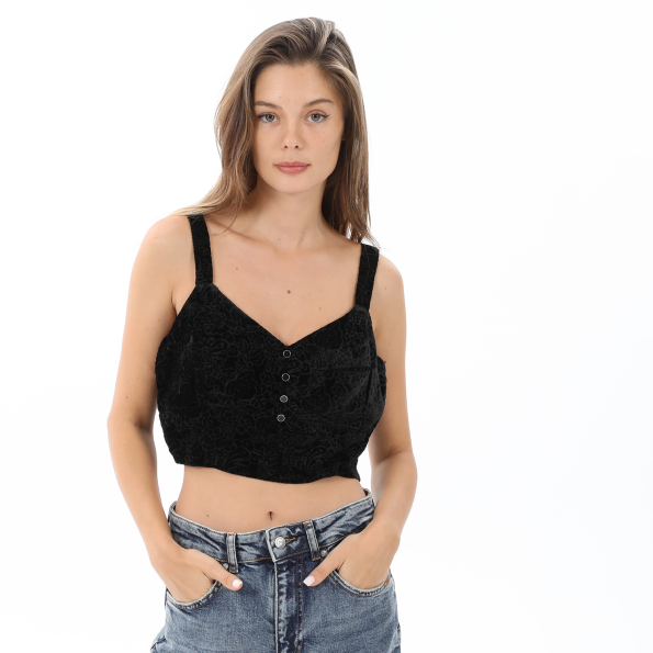 Γυναικείο cropped top ATTRATTIVO 9915753 μαύρο