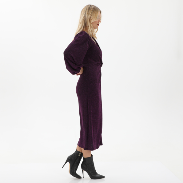 Γυναικείο midi φόρεμα lurex ALE 8916136 φούξια Γυναικεία