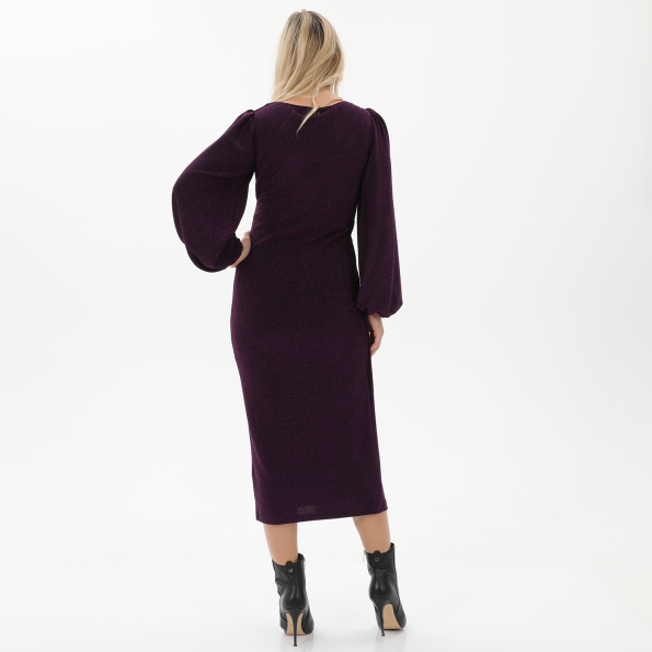 Γυναικείο midi φόρεμα lurex ALE 8916136 φούξια Γυναικεία