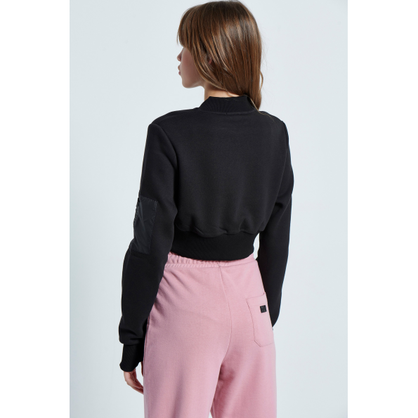 Γυναικεία cropped ζακέτα BODYTALK  1212-903022 μαύρη Γυναικεία