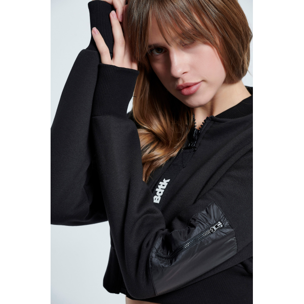 Γυναικεία cropped ζακέτα BODYTALK  1212-903022 μαύρη Γυναικεία