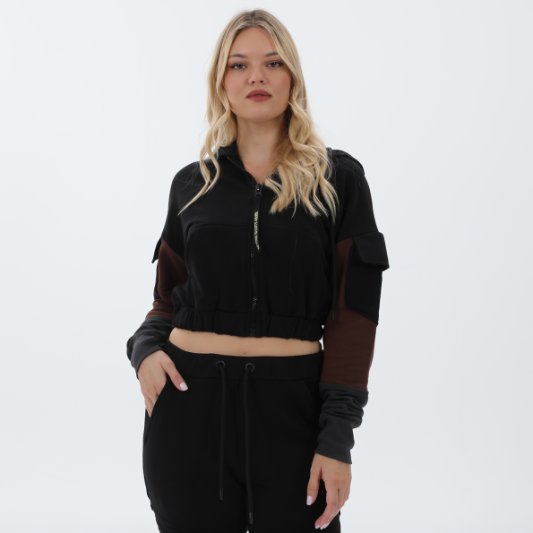 Γυναικεία crop ζακέτα BODYTALK 1222-908322 μαύρη