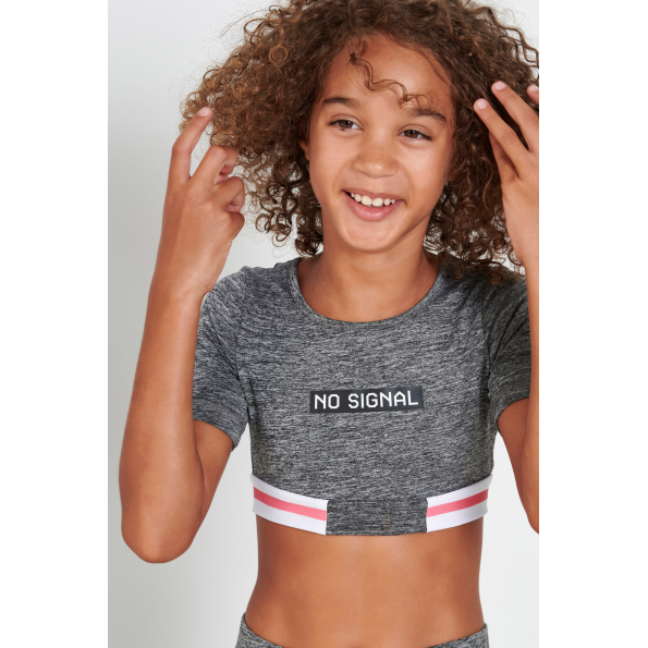 Παιδική κοντομάνικη cropped μπλούζα BODYTALK 1212-708020 γκρι