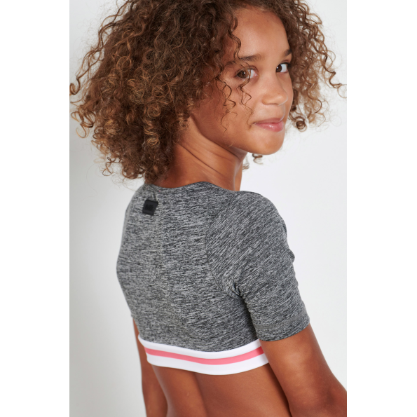 Παιδική κοντομάνικη cropped μπλούζα BODYTALK 1212-708020 γκρι Παιδικά