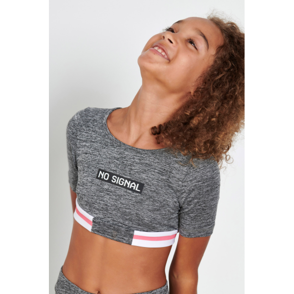 Παιδική κοντομάνικη cropped μπλούζα BODYTALK 1212-708020 γκρι Παιδικά
