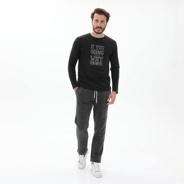 Ανδρικό παντελόνι φόρμας BLUE HUNTER 23111130103 JOGGER STRAIGHT ανθρακί Ανδρικά