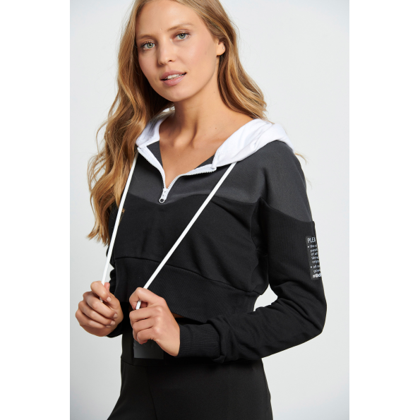 Γυναικεία cropped μπλούζα BODYTALK 1222-905625 μαύρο γκρι Γυναικεία