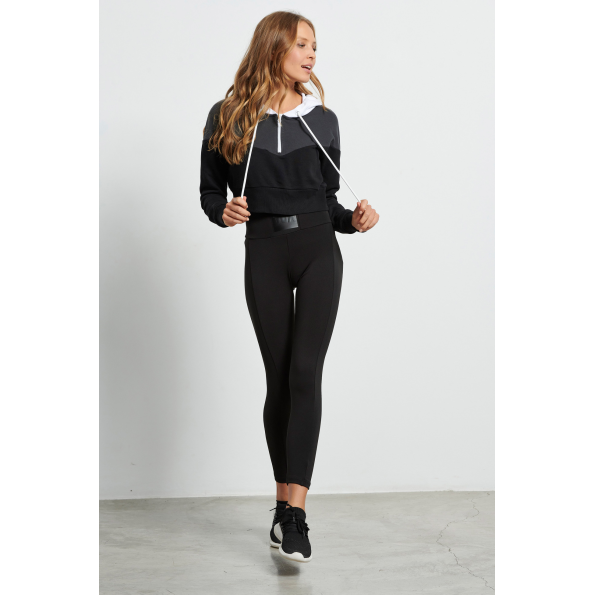Γυναικεία cropped μπλούζα BODYTALK 1222-905625 μαύρο γκρι Γυναικεία