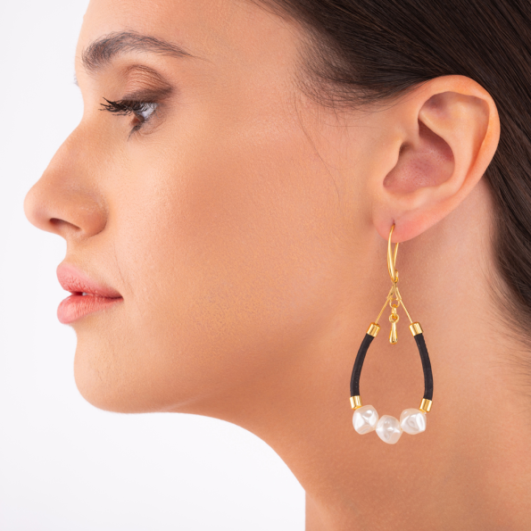 Γυναικεία σκουλαρίκια APOXYLO 785.1 DROP PEARL μαύρα