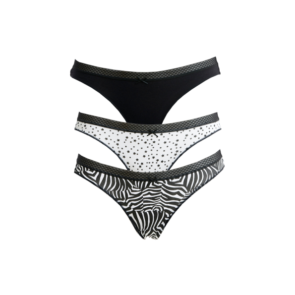 Γυναικεία εσώρουχα slip σετ των 3 SUGARFREE 20712060 ασπρόμαυρα
