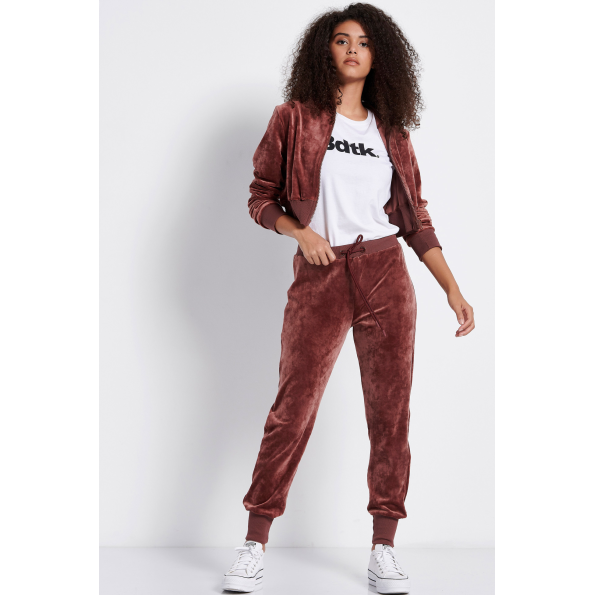 Γυναικείο παντελόνι φόρμας jogger BODYTALK 1212-907500 καφέ