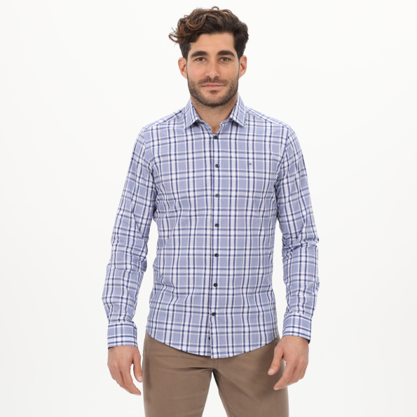 Ανδρικό πουκάμισο MARTIN & CO 223-51-1680 SLIM FIT λευκό μπλε