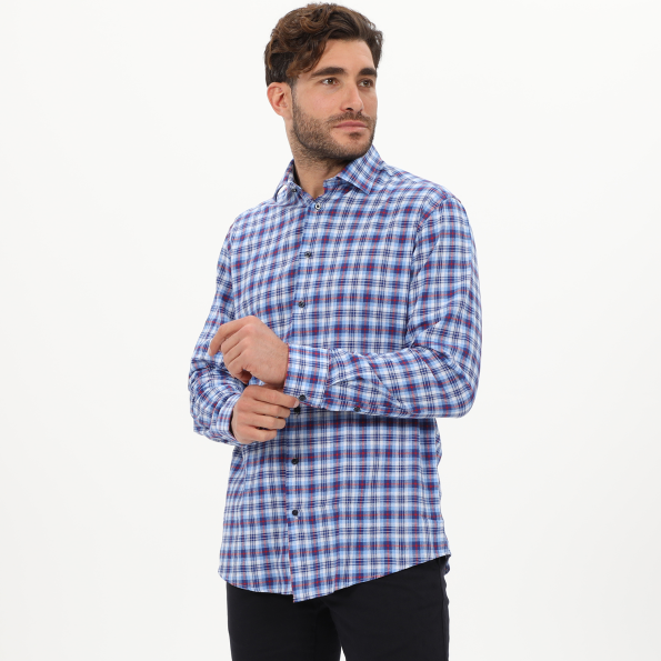 Ανδρικό πουκάμισο MARTIN & CO  223-52-1660 COMFORT FIT λευκό μπλε κόκκινο Ανδρικά
