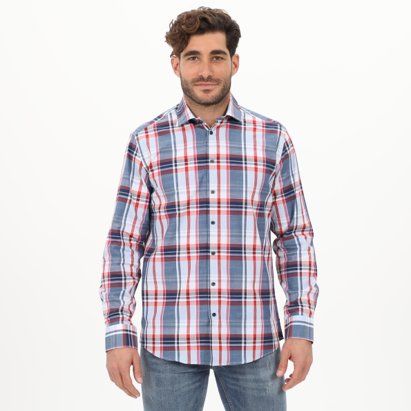 Ανδρικό πουκάμισο MARTIN & CO  223-52-1670 COMFORT FIT λευκό μπλε