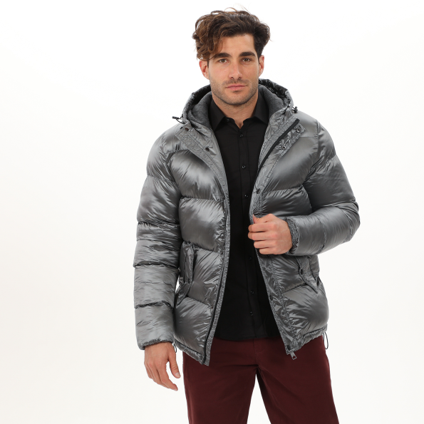 Ανδρικό puffer μπουφάν EXPLORER 2211103032 ασημί