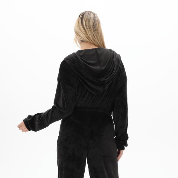 Γυναικεία βελουτέ cropped ζακέτα KENDALLKYLIE KKW.2W1.016.051 μαύρη Γυναικεία