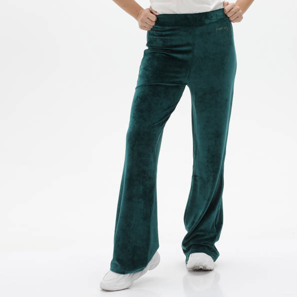 Γυναικείο βελουτέ flare παντελόνι KENDALLKYLIE KKW.2W1.017.020 πράσινο