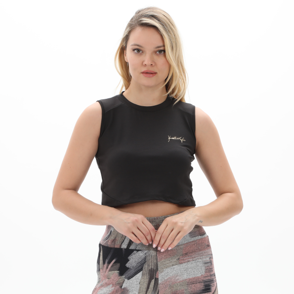 Γυναικείο cropped top KENDALLKYLIE KKW.2W0.016.001 ZIPPER μαύρο