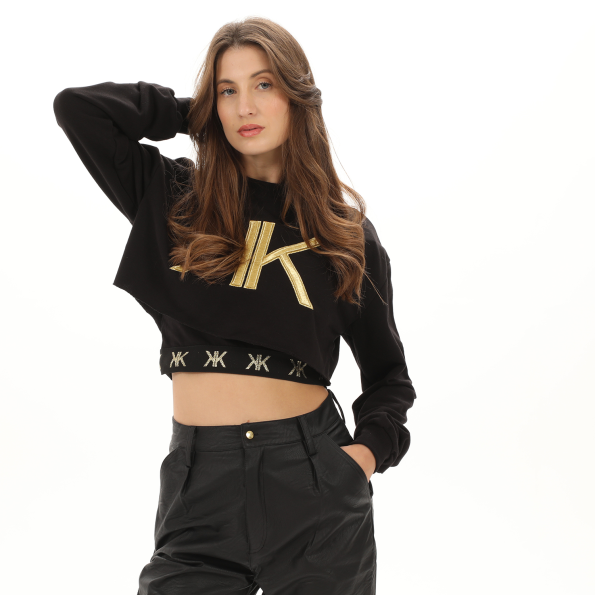 Γυναικεία διπλή cropped φούτερ μπλούζα KENDALLKYLIE KKW.2W0.016.003 μαύρη
