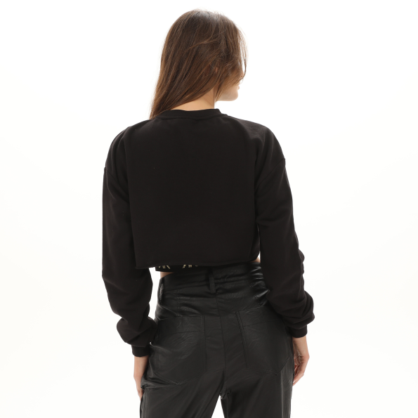 Γυναικεία διπλή cropped φούτερ μπλούζα KENDALLKYLIE KKW.2W0.016.003 μαύρη Γυναικεία