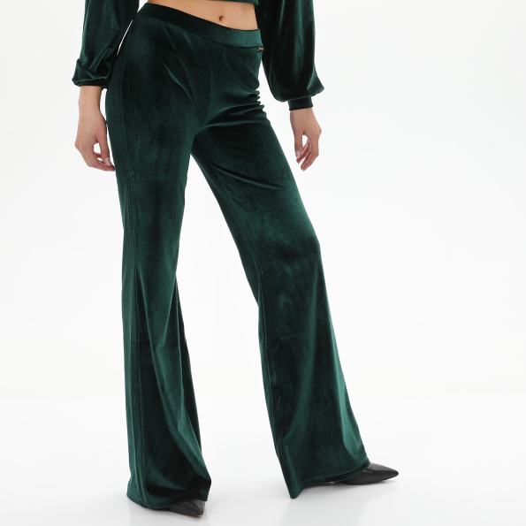 Γυναικείο βελουτέ παντελόνι KENDALLKYLIE KKW.2W0.020.004 HIGH RISE FLARE πράσινο Γυναικεία