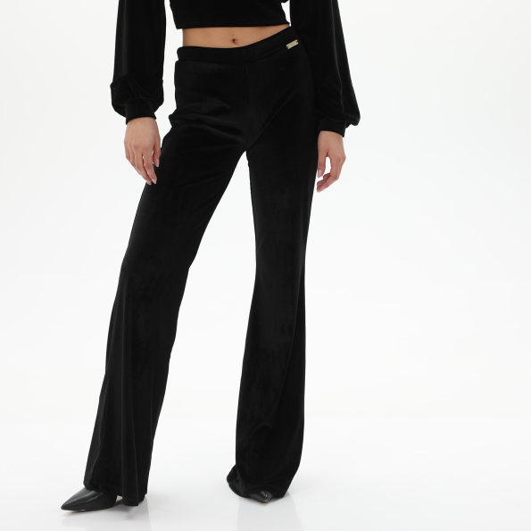 Γυναικείο βελουτέ παντελόνι KENDALLKYLIE KKW.2W0.020.004 HIGH RISE FLARE μαύρο
