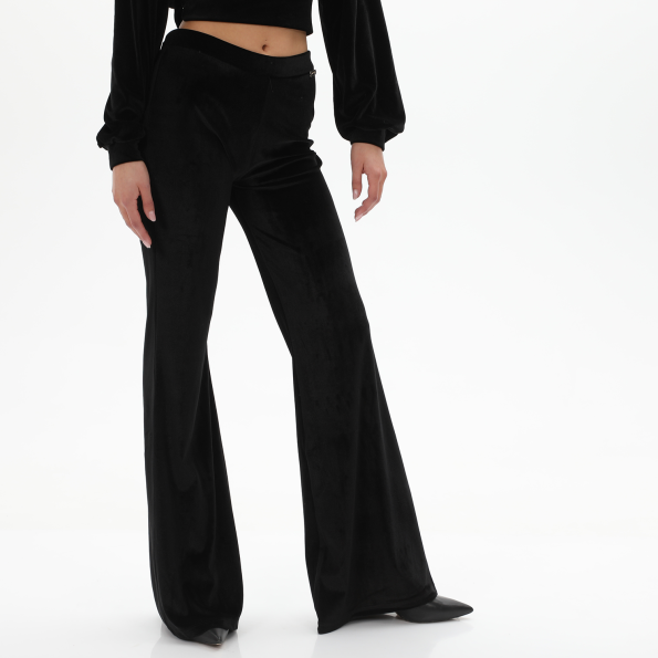 Γυναικείο βελουτέ παντελόνι KENDALLKYLIE KKW.2W0.020.004 HIGH RISE FLARE μαύρο Γυναικεία
