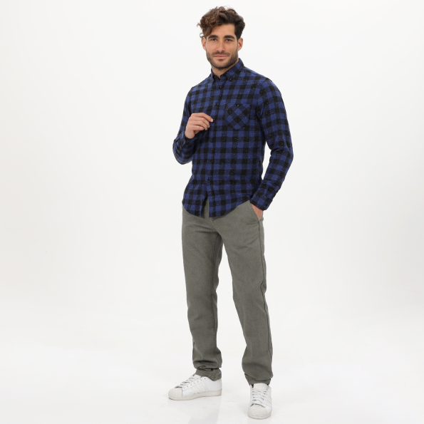 Ανδρικό πουκάμισο STAFF JEANS 61-031.044 TROY μαύρο μπλε καρό Ανδρικά