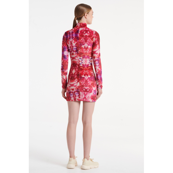 Γυναικείο βελουτέ mini φόρεμα SUGARFREE 22834153 κόκκινο tie-dye Γυναικεία