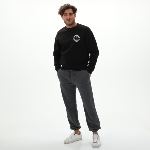 Unisex φούτερ μπλούζα BLUE HUNTER 24111110101 U CREW HUNTERS CLUB μαύρη Ανδρικά
