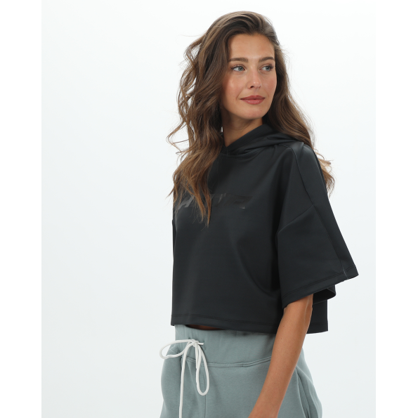 Γυναικεία cropped φούτερ μπλούζα BLUE HUNTER 24112080201 W HOODIE POWER μαύρη Γυναικεία