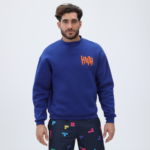 Unisex φούτερ μπλούζα BLUE HUNTER 24113110230 U V-NECK FIRE μπλε