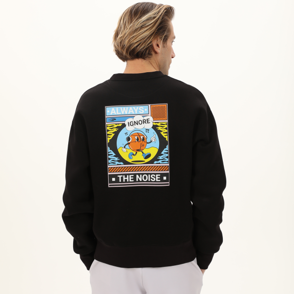 Unisex φούτερ μπλούζα BLUE HUNTER  24113110601 U CARTOON CREW μαύρη Ανδρικά