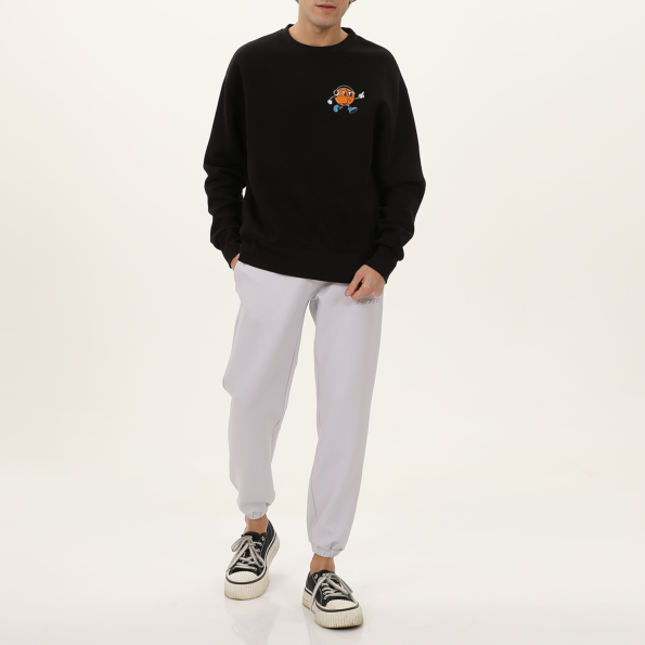 Unisex φούτερ μπλούζα BLUE HUNTER  24113110601 U CARTOON CREW μαύρη Ανδρικά