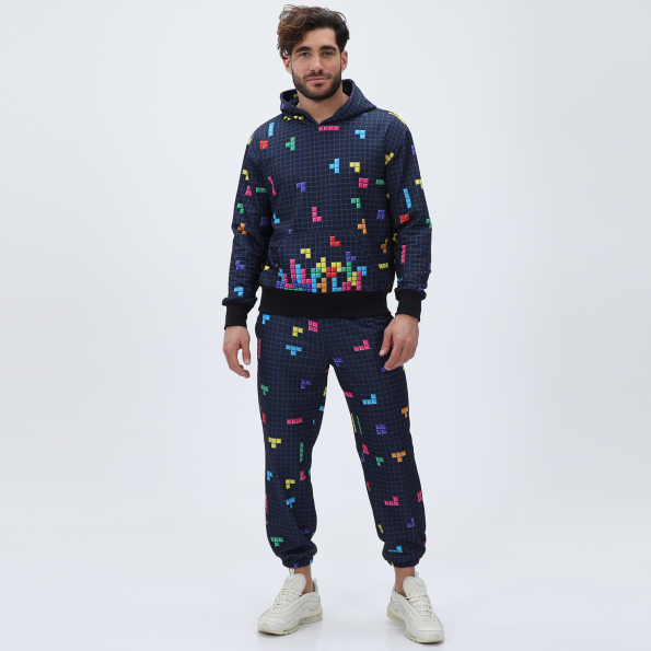 Unisex παντελόνι φόρμας BLUE HUNTER 24113120300 U JOGGER TETRIS μπλε Ανδρικά
