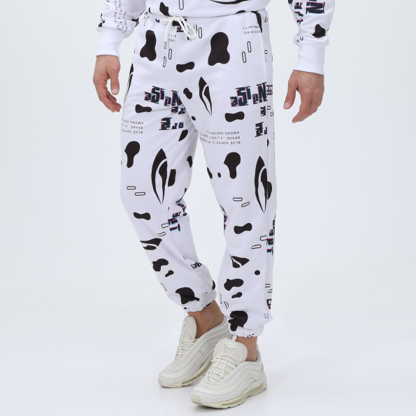 Unisex παντελόνι φόρμας BLUE HUNTER 24113120400 U JOGGER DIGITAL λευκό μάυρο Ανδρικά