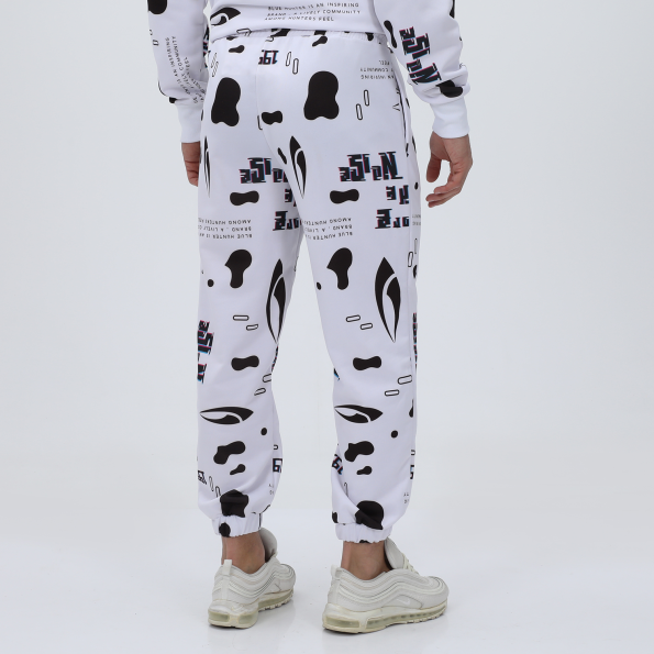 Unisex παντελόνι φόρμας BLUE HUNTER 24113120400 U JOGGER DIGITAL λευκό μάυρο Ανδρικά