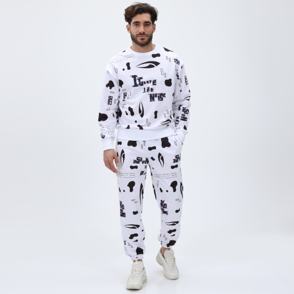 Unisex παντελόνι φόρμας BLUE HUNTER 24113120400 U JOGGER DIGITAL λευκό μάυρο Ανδρικά