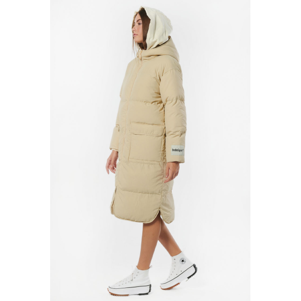 Γυναικείο μακρύ parka BODY ACTION 071230-01 μπεζ Γυναικεία