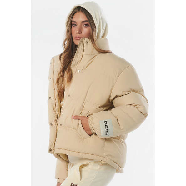 Γυναικείο oversized cropped μπουφάν BODY ACTION 071231-01 μπεζ