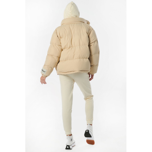 Γυναικείο oversized cropped μπουφάν BODY ACTION 071231-01 μπεζ Γυναικεία