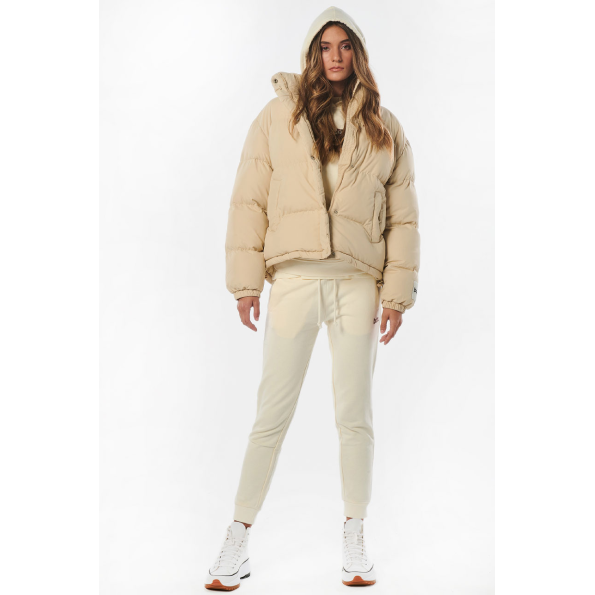 Γυναικείο oversized cropped μπουφάν BODY ACTION 071231-01 μπεζ Γυναικεία