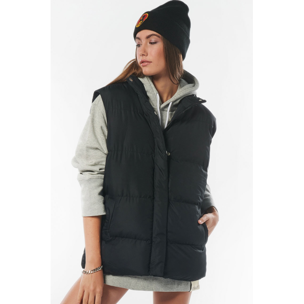 Γυναικείο oversized αμάνικο μπουφάν BODY ACTION 071232-01 μαύρο