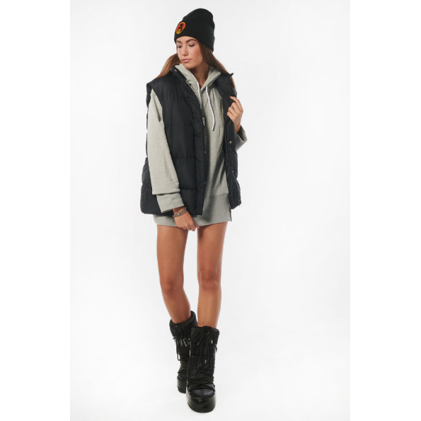 Γυναικείο oversized αμάνικο μπουφάν BODY ACTION 071232-01 μαύρο Γυναικεία