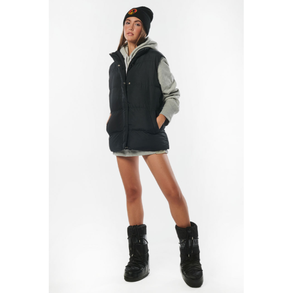 Γυναικείο oversized αμάνικο μπουφάν BODY ACTION 071232-01 μαύρο Γυναικεία