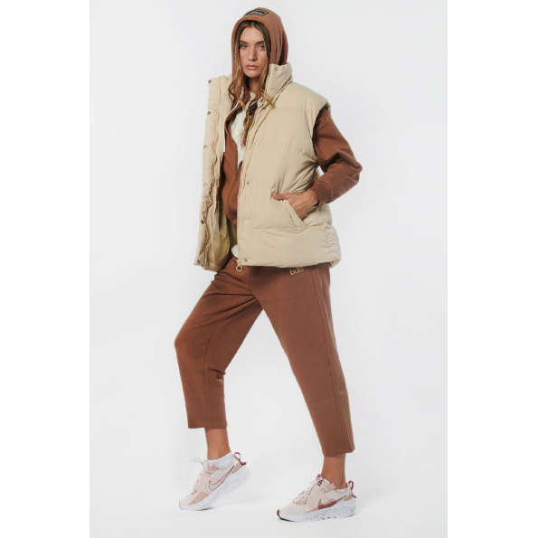 Γυναικείο oversized αμάνικο μπουφάν BODY ACTION 071232-01 μπεζ Γυναικεία